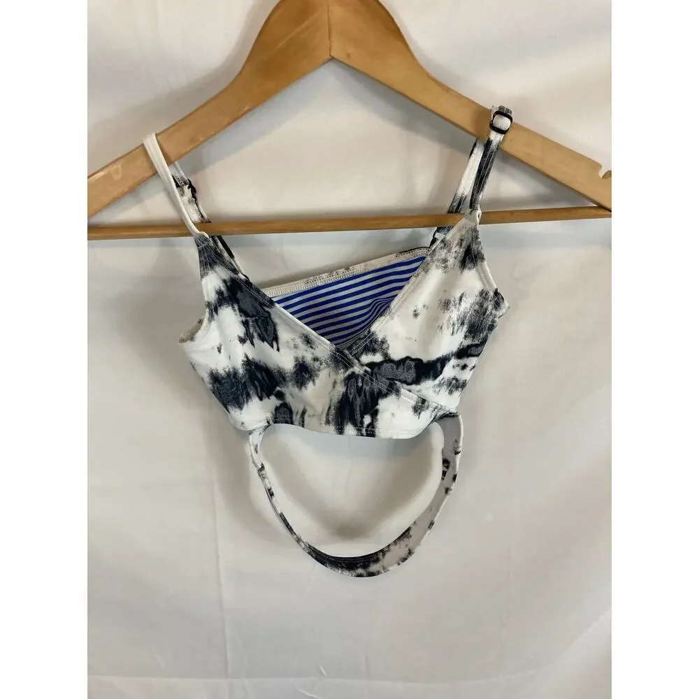NWOT TREASURE & BOND Girls Swimsuit Top In Black White Tie Dye size 8